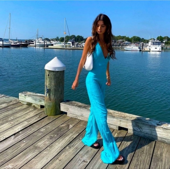 Zara ribbed halter flared jumpsuit - Picture 4 of 15